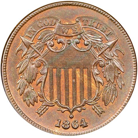 1864 Large Motto 2c Ms Shield Two Cents Ngc