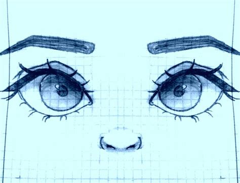 A Drawing Of A Womans Eyes With Long Lashes And Eyebrows Looking
