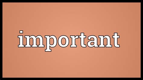 Important Meaning - YouTube