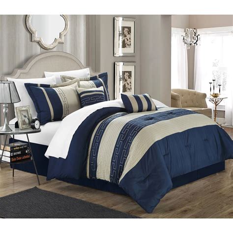 Chic Home Hotel Collection Caleb Navy In Detailed Embroidery 6 Piece