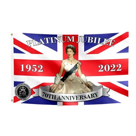 3x5ft Queen Platinums Jubilee Flag ตกแต่ง2022 Union Jack Flag สำหรับ