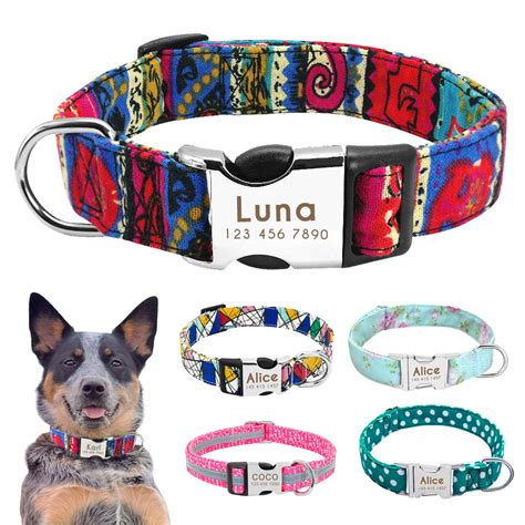 Personalized Reflective Dog Collar Pet Collar With Side Etsy