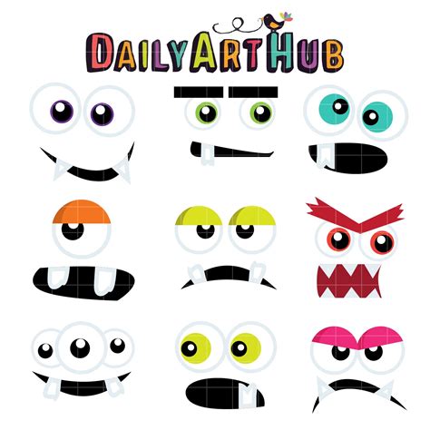 Eyes And Mouths Of A Monster Clip Art Set Daily Art Hub Graphics