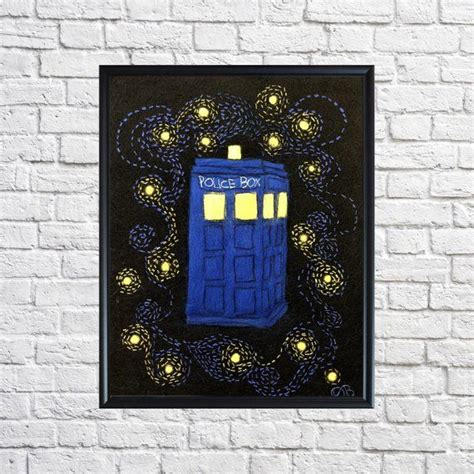 Doctor Who Tardis Original Painting With Wool Science Fiction Etsy