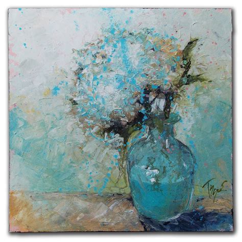 Rhapsody In Blue 36 X 36 Art Painting Floral Painting