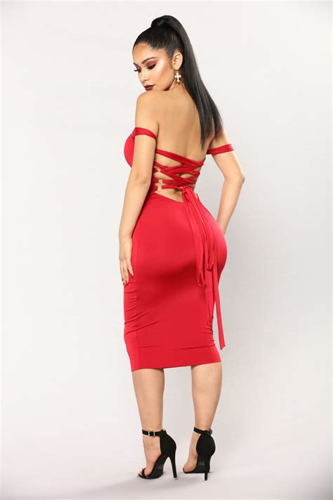 Framed Lace Up Dress Red Dresses Fashion Nova
