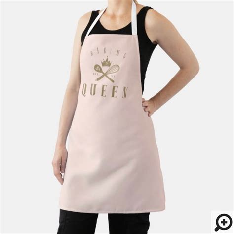 Baking Queen Bakers Whisk And Spoon Crown Pink Apron Moodthology Papery