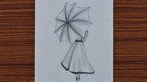 Easy Pencil Drawing For Beginners A Girl With Umbrella Step By Step