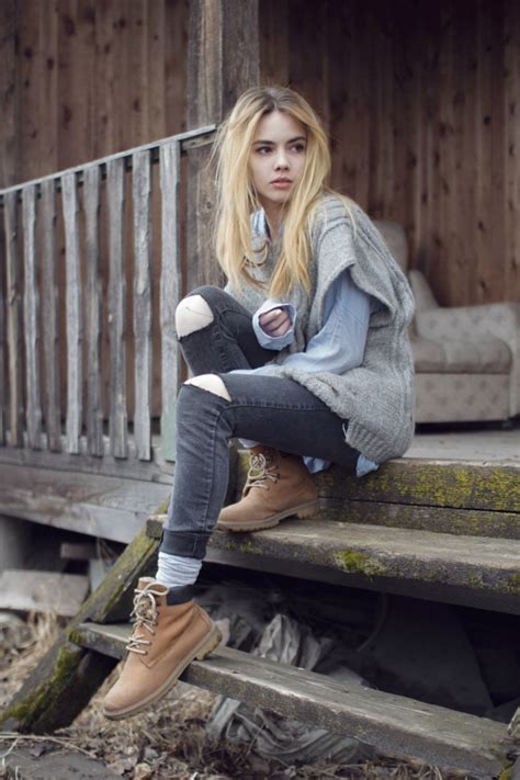 women blonde jeans villages stairs long hair hd wallpapers desktop and mobile images and photos