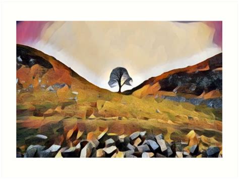 Sycamore Gap Illustration Art Prints By Omniprints Redbubble