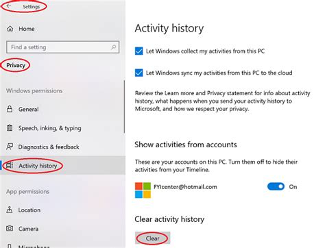 Clear Activity History On Windows 10