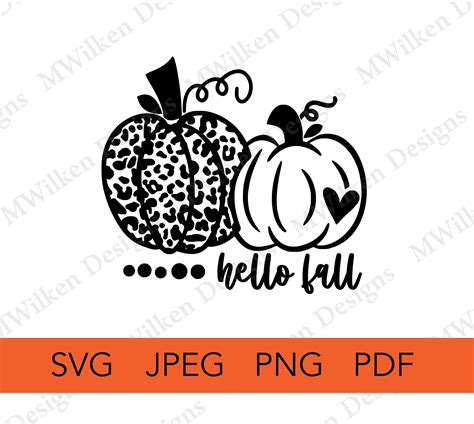 Hello Fall Fall Pumpkin Leopard Digital Download Digital Etsy