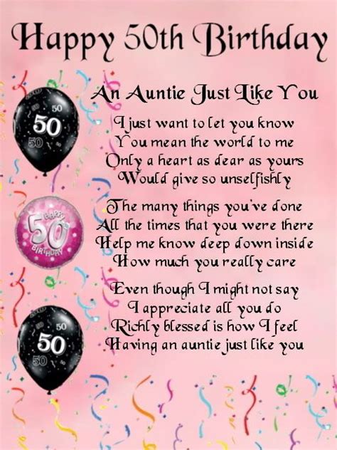 Personalised Poem Print 50th Birthday Design Auntie Poem Happy 21st