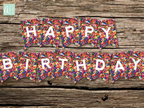 printable sprinkles happy birthday mini pennant banner etsy