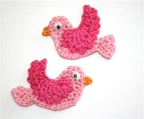 Picture Of Etsy Crochet Bird Appliques Crocheted
