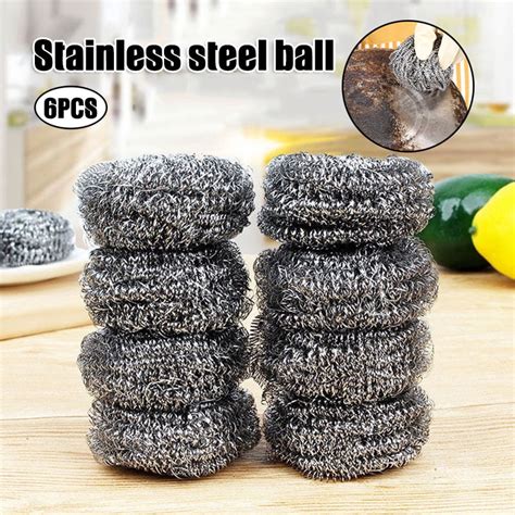 Pcs Home Stainless Steel Scrubber Sponges Cleaning Balls Metal Scrubber Scouring Pads For Pot