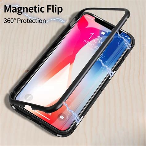 Magnetic Adsorption Metal Flip Mobile Phone Cases For Iphone Xs Max Xr