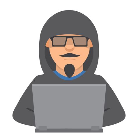 Computer Hacker With Laptopcriminal Steals Informationcartoon