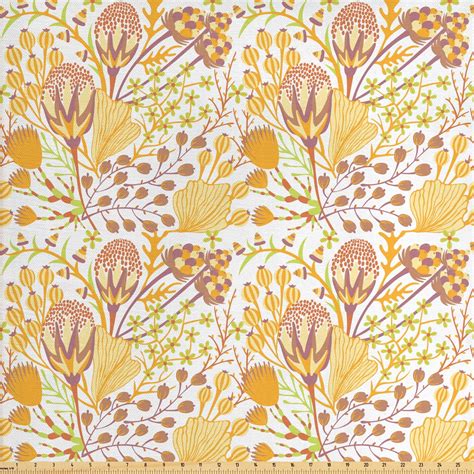 Floral Fabric By The Yard Hand Drawn Illustration Of Simple Design