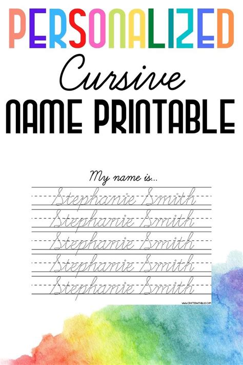 Custom Cursive Name Practice Worksheets Writing Worksheets | Etsy