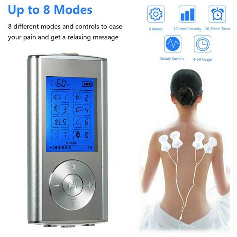 Tens Unit Muscle Stimulator With 4 Electrode Pads 8 Modes Rechargeable Electric Pulse Massager