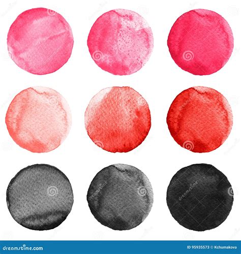 Set Of Colorful Textured Acrylic Circles Isolated On White Stock