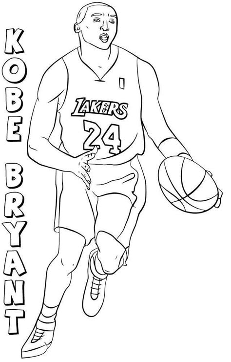 Printable basketball player coloring page. NBA Malvorlagen Kobe Bryant - Coloring Pages For Kids in ...