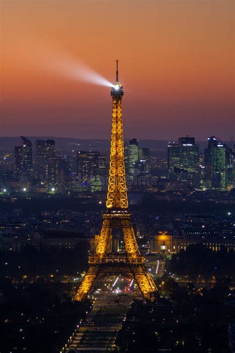 Aerial View Of Tour Eiffel In Paris France At Sunset Editorial Stock