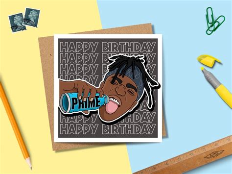 Prime Ksi Happy Birthday Card Pop Culture Greeting Card Etsy