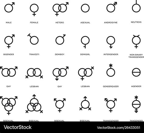 Gender Symbols Set Sexual Orientation Icons Male Vector Image