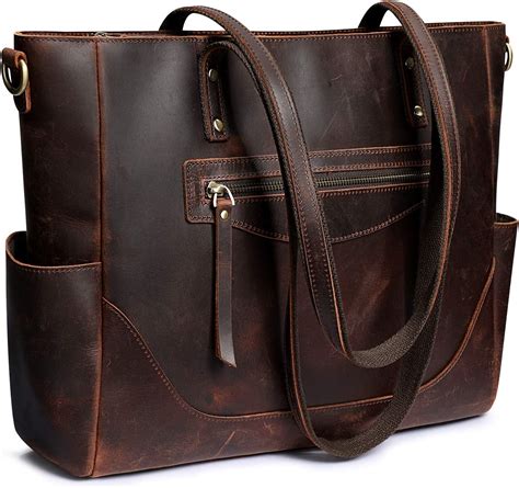 S Zone Women Vintage Genuine Leather Tote Bag Large Shoulder Purse Work
