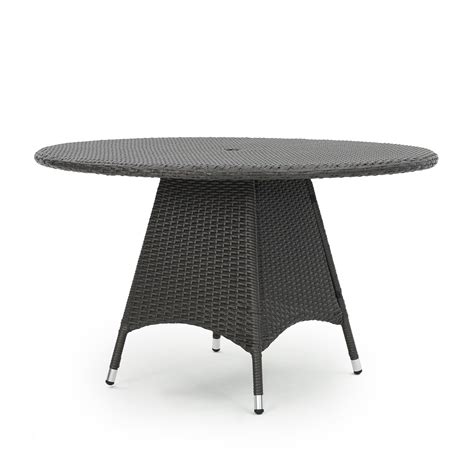 Colonial Outdoor Wicker Round Dining Table Grey