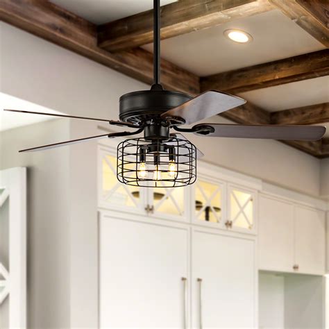The design of the industrial ceiling fan should be in line with the décor of your establishment. Asher 52" 3-Light Industrial Metal/Wood LED Ceiling Fan ...