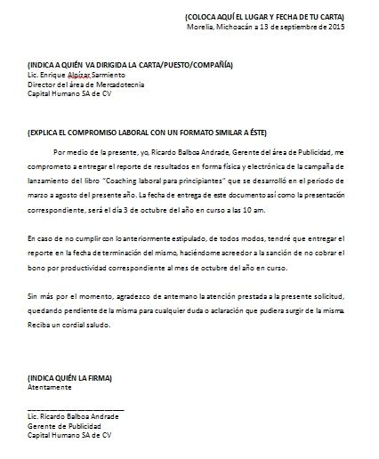 Carta Compromiso Laboral Formatos Y Ejemplos Word Para Imprimir