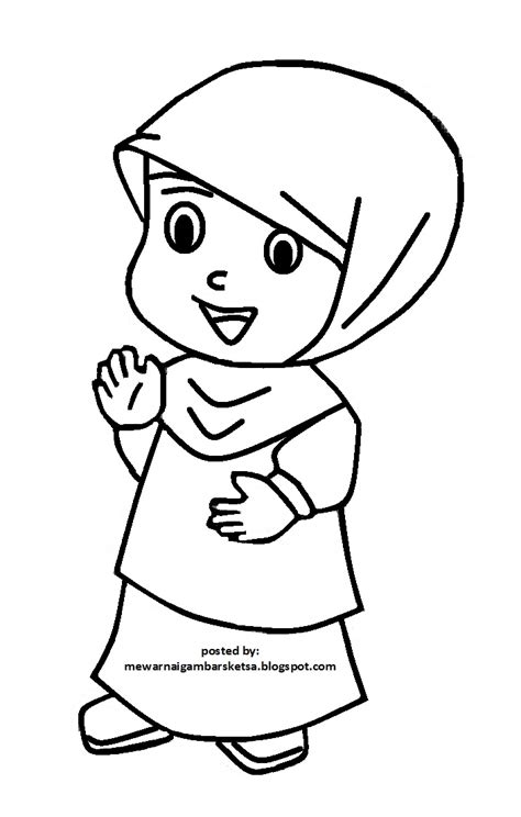 Beragam kategori tersedia, resolusi tinggi, bebas atribut. Mewarnai Gambar: Mewarnai Gambar Sketsa Kartun Anak Muslimah 74