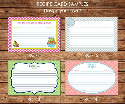 Personalized Recipe Cards Design Your Own Choose One Etsy