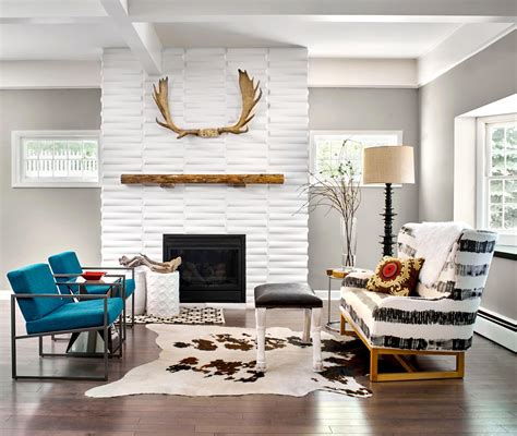 Modern Gray Living Room White Fireplace Fireplace Design Fireplace