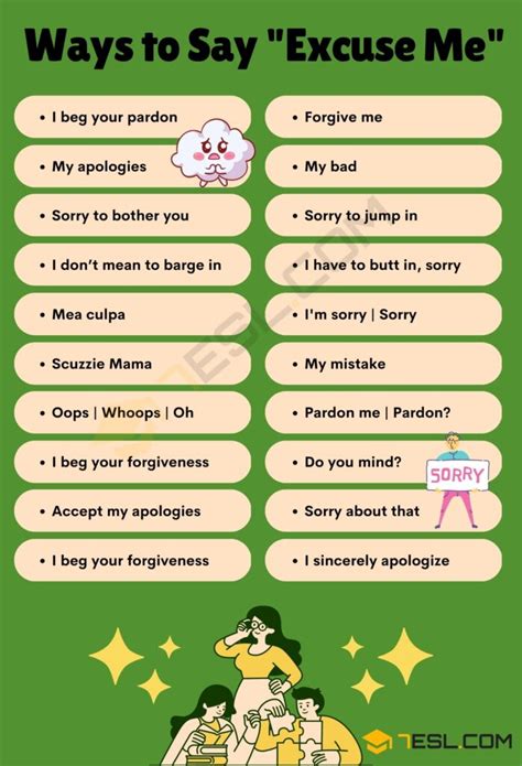Ways To Say Excuse Me In English Esl