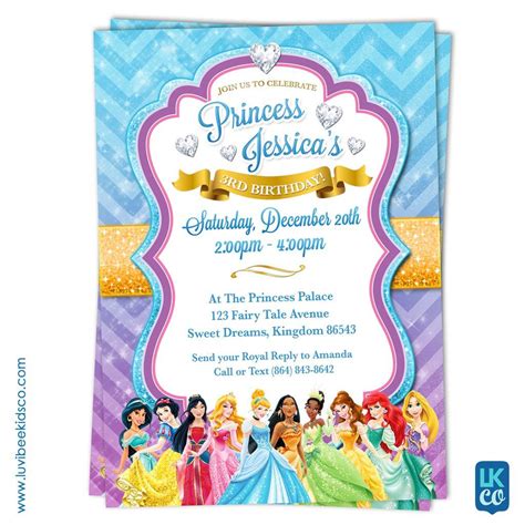 Disney Princesses Birthday Invitation Style 02 Princess Birthday