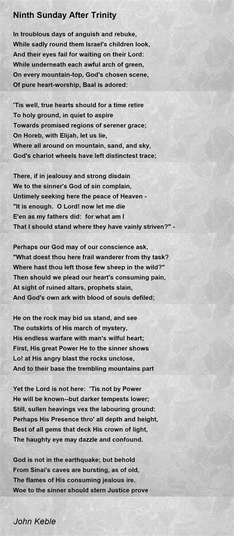 Ninth Sunday After Trinity Poem By John Keble Poem Hunter Comments