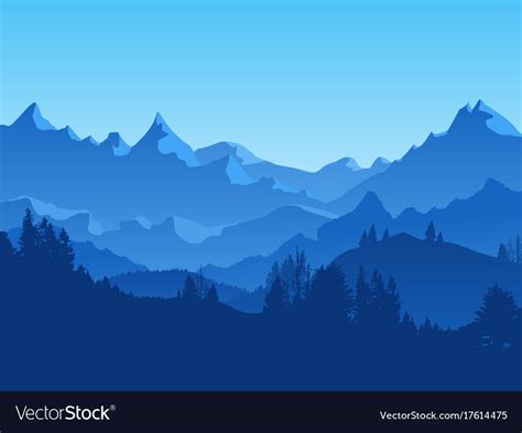 Cartoon Mountains And Forest Landscape Background Vector Image