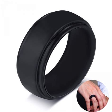 Men Silicone Wedding Rings In Black Designed Safe Medical Grade Soft Rubber Mens Ring I Ol