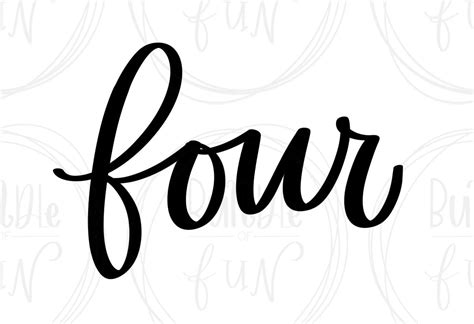 Cursive Script Number Four Vektor Bild Cut Dateien Mit Svg Etsy