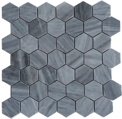 Bardiglio Gray Honed 2 Hexagon Marble Mosaic Floor And