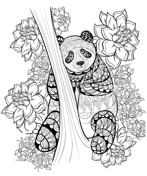 Zentangle panda coloring sheet printable Adult Coloring Pages, Panda