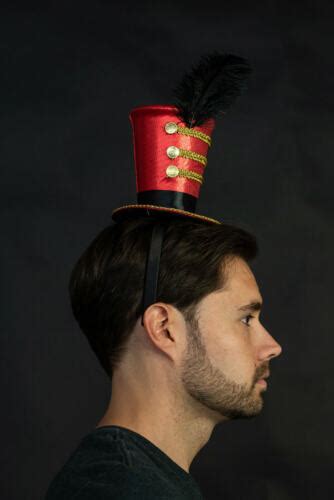 Mini Ringleader Circus Ringmaster Majorette Red Top Hat Headband