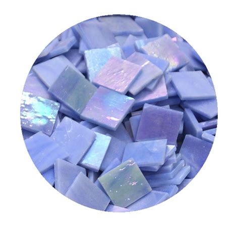 3 4 Blue Iridized Stained Glass Chips 48 Pieces Delphi Glass