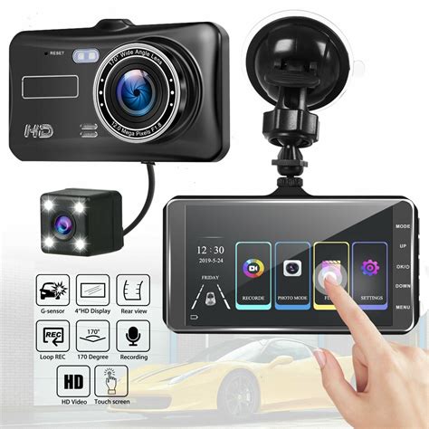 4 Dual Dash Cam 1080p Hd Car Dvr Dashboard Camera Recorder With Night Vision Wdr G Sensor