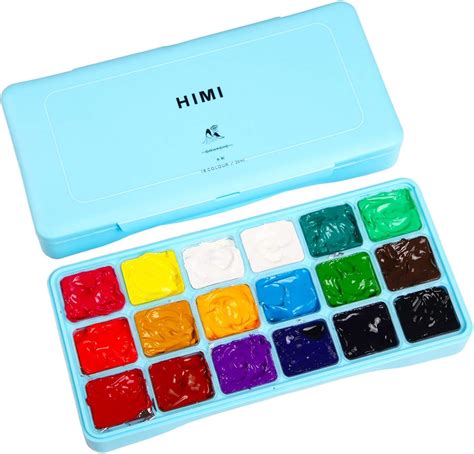 Himi Gouache Paint Kit 18 Vibrant Colors Non Toxic Paints Jelly Cup