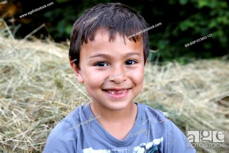 7 Year Old Boy With Missing Teeth Stock Photo Picture And Rights